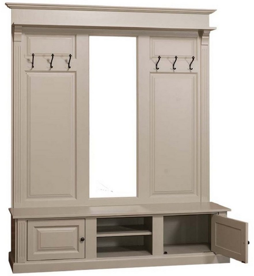 Casa Padrino Garderobenschrank Landhausstil Garderobe Oliv 180 x 41 x H. 210 cm - Massivholz Garderobenschrank mit Spiegel - Landhausstil Garderobenmöbel von Casa Padrino