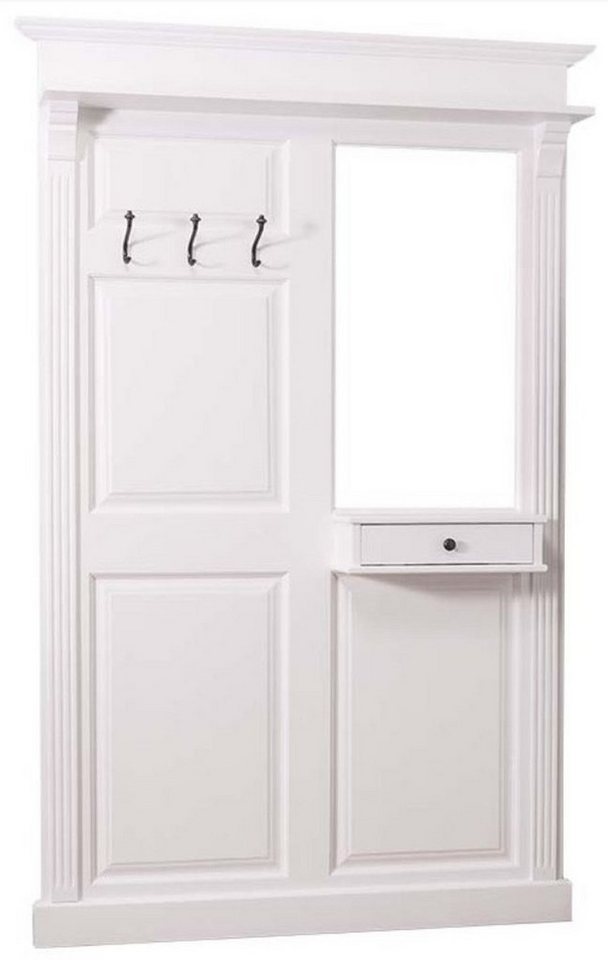 Casa Padrino Garderobenschrank Landhausstil Garderobe mit Schublade Weiß 131 x 19 x H. 210 cm - Landhausstil Möbel von Casa Padrino