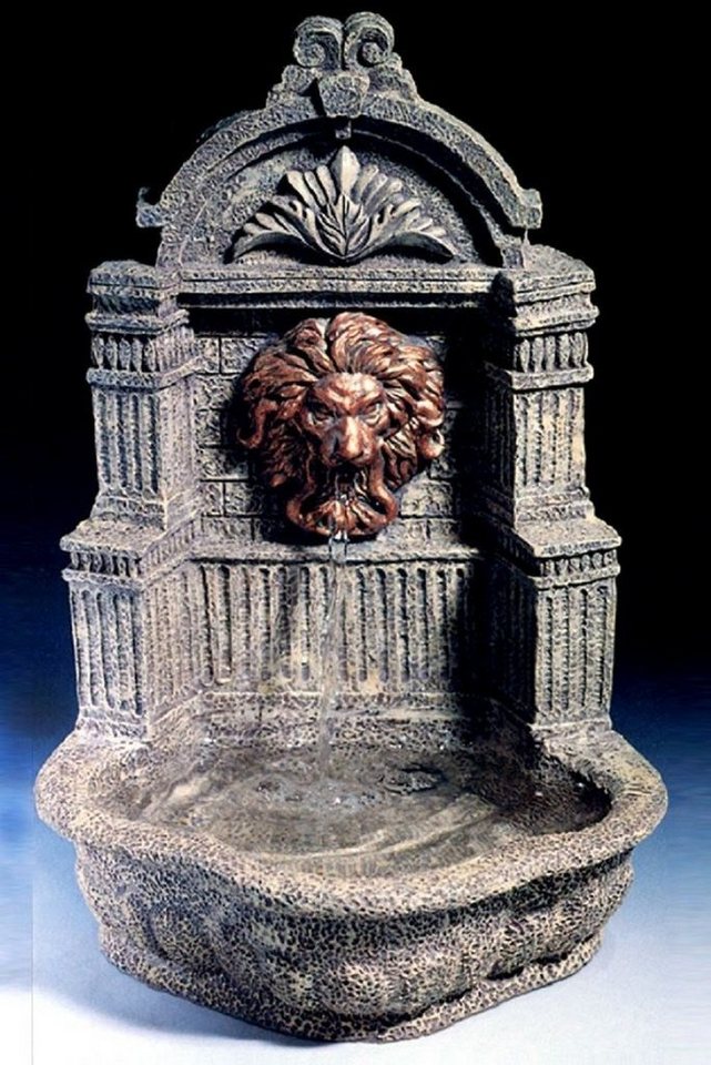 Casa Padrino Gartenbrunnen Barock Mini Wandbrunnen Löwe Grau H. 31 cm - Gartenbrunnen im Barockstil von Casa Padrino