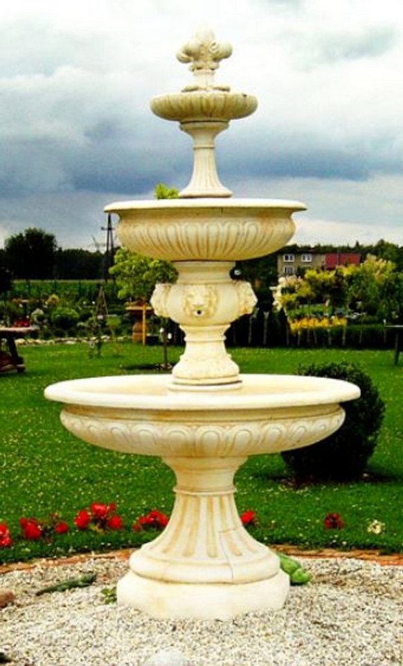 Casa Padrino Gartenbrunnen Barock Springbrunnen Cremefarben Ø 150 x H. 280 cm - Prunkvoller Gartenbrunnen - Gartendeko Brunnen - Barock Garten Deko Accessoires von Casa Padrino