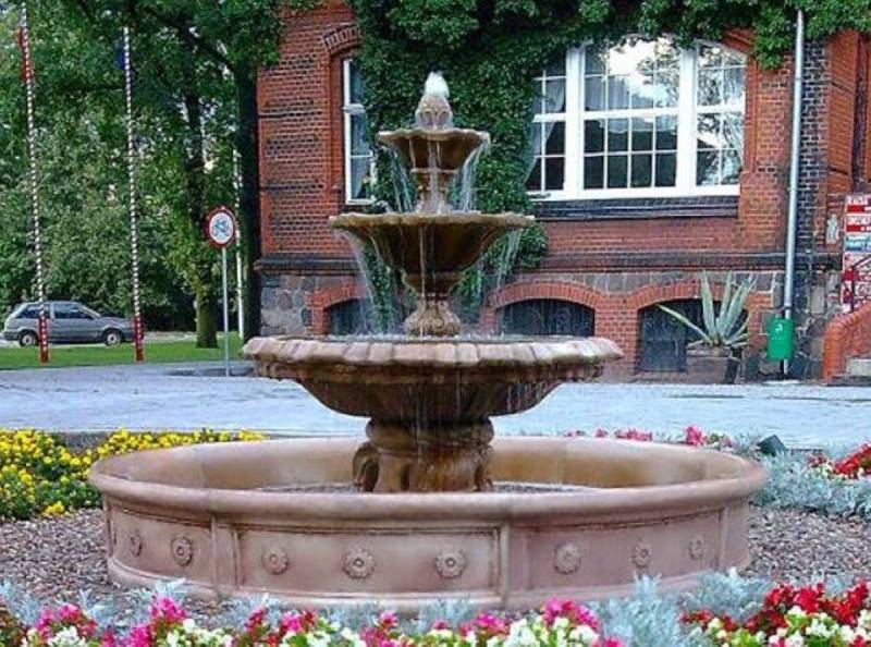 Casa Padrino Gartenbrunnen Barock Springbrunnen mit Umrandung Braun Ø 265 x H. 180 cm - Gartenbrunnen - Gartendeko Brunnen - Prunkvolle Barock Garten Deko Accessoires von Casa Padrino