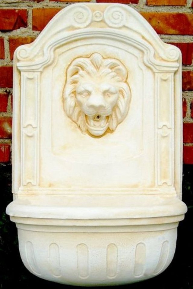 Casa Padrino Gartenbrunnen Barock Wandbrunnen Löwe Weiß / Beige H. 77 cm - Gartenbrunnen im Barockstil von Casa Padrino