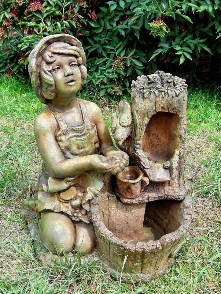 Casa Padrino Gartenbrunnen Deko Gartenbrunnen Grün / Braun H. 59 cm - Luxus Kunststein Brunnen von Casa Padrino