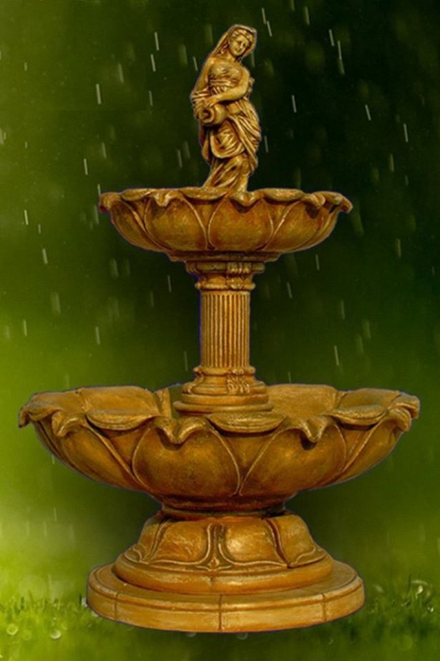 Casa Padrino Gartenbrunnen Jugendstil Springbrunnen Antik Beige Ø 145 x H. 215 cm - Prunkvoller Gartenbrunnen - Gartendeko Brunnen - Barock & Jugendstil Garten Deko Accessoires von Casa Padrino