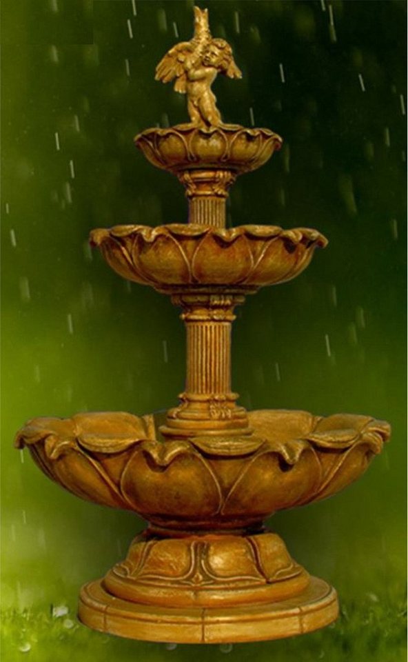 Casa Padrino Gartenbrunnen Jugendstil Springbrunnen Antik Beige Ø 145 x H. 240 cm - Prunkvoller Gartenbrunnen - Gartendeko Brunnen - Barock & Jugendstil Garten Deko Accessoires von Casa Padrino