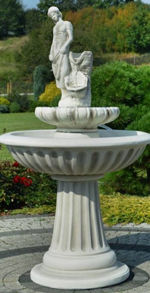 Casa Padrino Gartenbrunnen Jugendstil Springbrunnen Dame Grau Ø 92 x H. 162 cm - Prunkvoller Gartenbrunnen - Gartendeko Brunnen - Barock & Jugendstil Garten Deko Accessoires von Casa Padrino