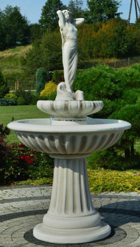 Casa Padrino Gartenbrunnen Jugendstil Springbrunnen Dame Grau Ø 92 x H. 172 cm - Prunkvoller Gartenbrunnen - Gartendeko Brunnen - Barock & Jugendstil Garten Deko Accessoires von Casa Padrino