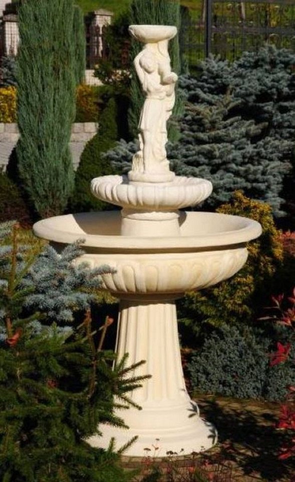 Casa Padrino Gartenbrunnen Jugendstil Springbrunnen Dame Sandfarben Ø 94 x H. 164 cm - Prunkvoller Gartenbrunnen - Gartendeko Brunnen - Barock & Jugendstil Garten Deko Accessoires von Casa Padrino