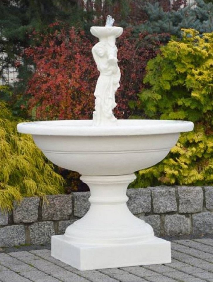 Casa Padrino Gartenbrunnen Jugendstil Springbrunnen Dame Weiß Ø 102 x H. 136 cm - Prunkvoller Gartenbrunnen - Gartendeko Brunnen - Barock & Jugendstil Garten Deko Accessoires von Casa Padrino