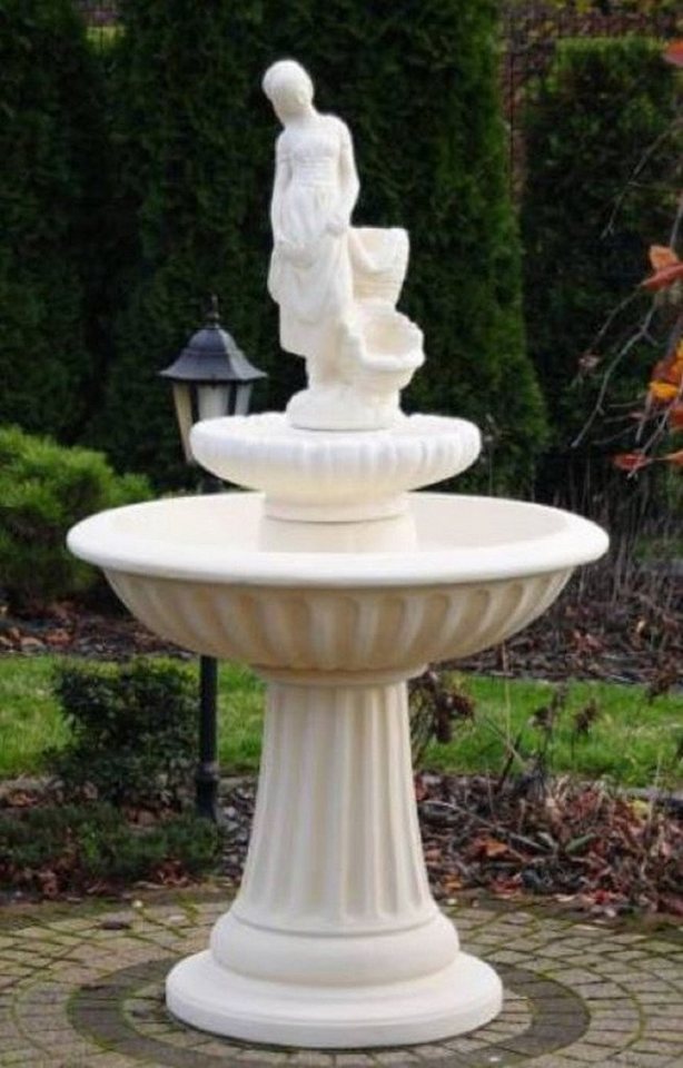 Casa Padrino Gartenbrunnen Jugendstil Springbrunnen Dame Weiß Ø 92 x H. 162 cm - Prunkvoller Gartenbrunnen - Gartendeko Brunnen - Barock & Jugendstil Garten Deko Accessoires von Casa Padrino