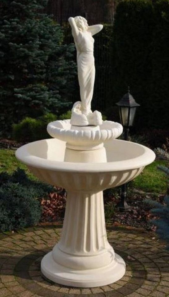 Casa Padrino Gartenbrunnen Jugendstil Springbrunnen Dame Weiß Ø 92 x H. 172 cm - Prunkvoller Gartenbrunnen - Gartendeko Brunnen - Barock & Jugendstil Garten Deko Accessoires von Casa Padrino