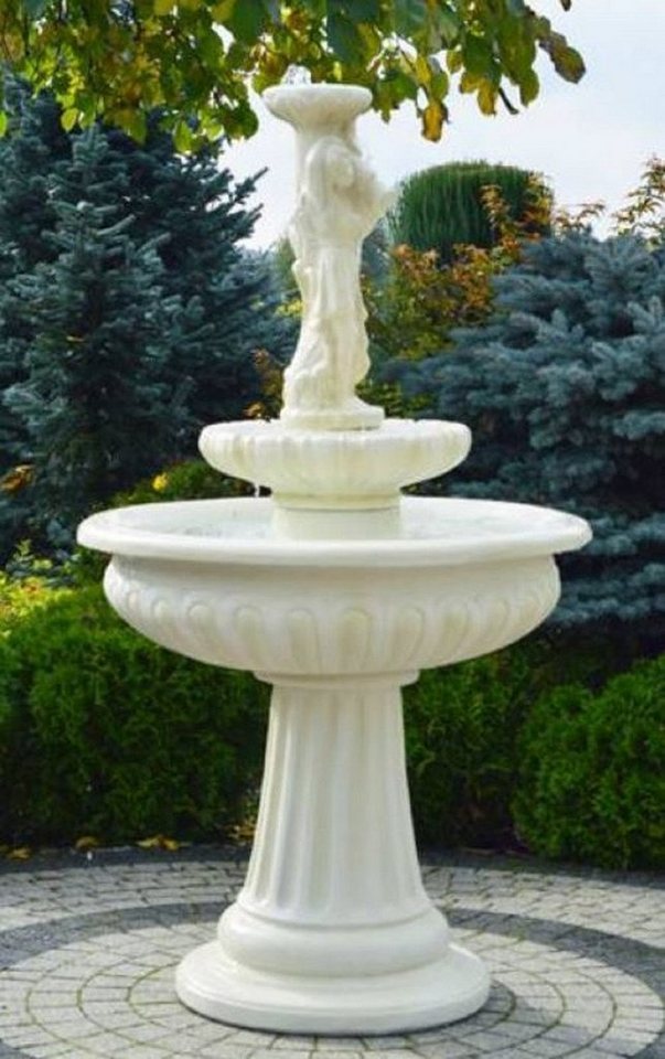 Casa Padrino Gartenbrunnen Jugendstil Springbrunnen Dame Weiß Ø 94 x H. 164 cm - Prunkvoller Gartenbrunnen - Gartendeko Brunnen - Barock & Jugendstil Garten Deko Accessoires von Casa Padrino