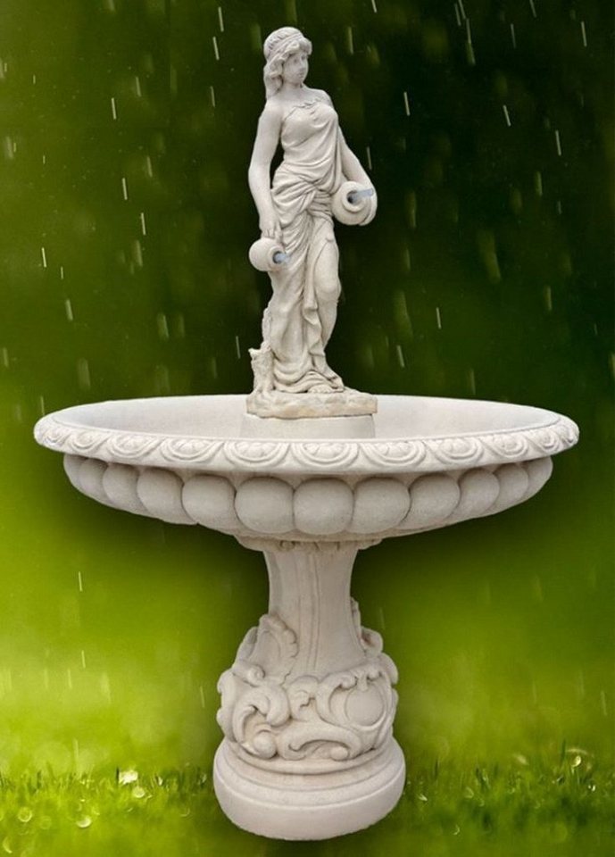 Casa Padrino Gartenbrunnen Jugendstil Springbrunnen Grau / Weiß Ø 114 x H. 171 cm - Prunkvoller Gartenbrunnen - Gartendeko Brunnen - Barock & Jugendstil Garten Deko Accessoires von Casa Padrino