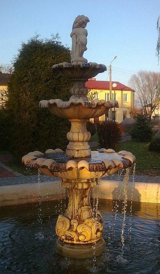 Casa Padrino Gartenbrunnen Jugendstil Springbrunnen Grau Ø 100 x H. 190 cm - Prunkvoller Gartenbrunnen - Gartendeko Brunnen - Barock & Jugendstil Garten Deko Accessoires von Casa Padrino