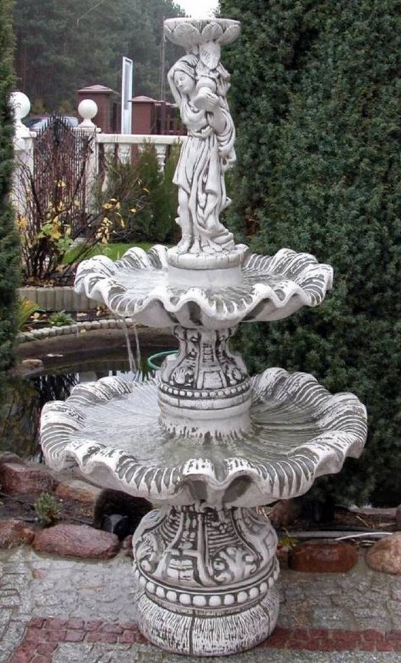 Casa Padrino Gartenbrunnen Jugendstil Springbrunnen Grau Ø 92 x H. 161 cm - Prunkvoller Gartenbrunnen - Gartendeko Brunnen - Barock & Jugendstil Garten Deko Accessoires von Casa Padrino