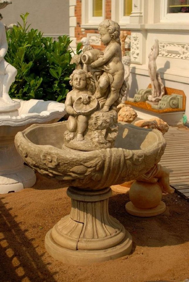 Casa Padrino Gartenbrunnen Jugendstil Springbrunnen Grau Ø 92 x H. 175 cm - Prunkvoller Gartenbrunnen - Gartendeko Brunnen - Barock & Jugendstil Garten Deko Accessoires von Casa Padrino