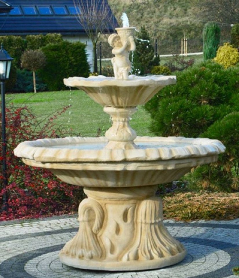 Casa Padrino Gartenbrunnen Jugendstil Springbrunnen Sandfarben Ø 155 x H. 187 cm - Prunkvoller Gartenbrunnen - Gartendeko Brunnen - Barock & Jugendstil Garten Deko Accessoires von Casa Padrino