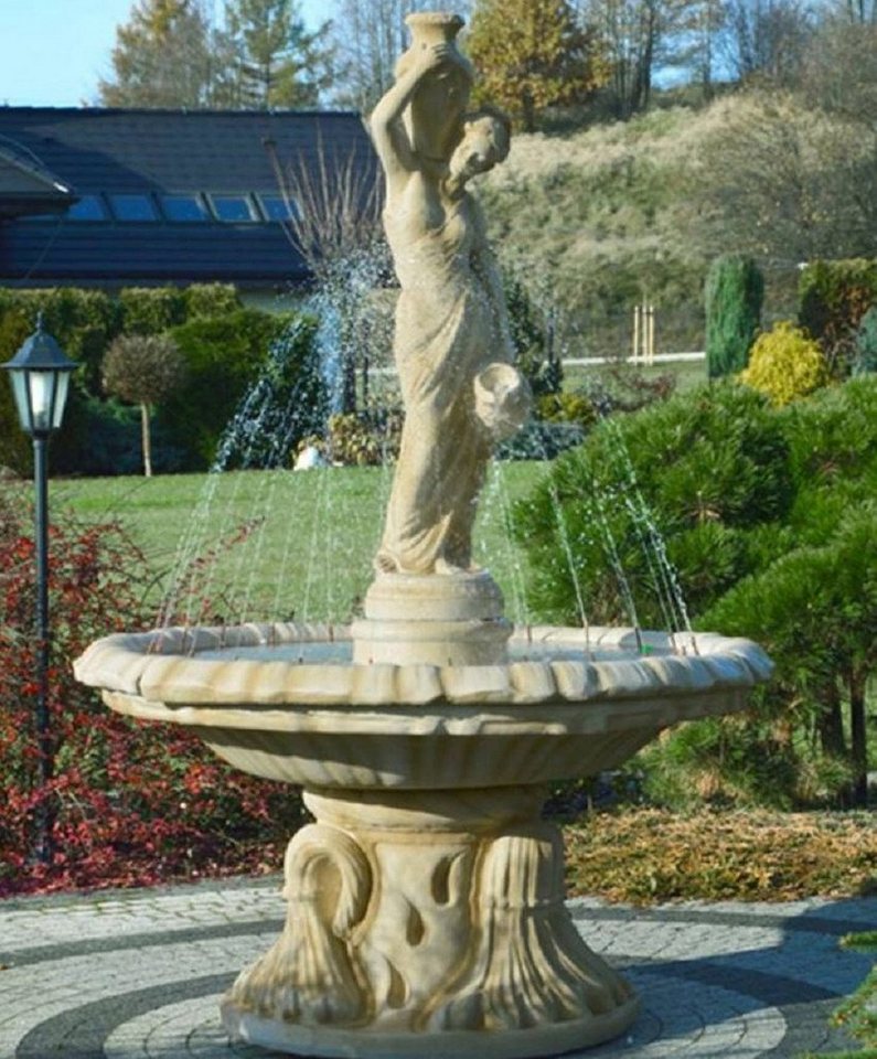 Casa Padrino Gartenbrunnen Jugendstil Springbrunnen Sandfarben Ø 155 x H. 228 cm - Prunkvoller Gartenbrunnen - Gartendeko Brunnen - Barock & Jugendstil Garten Deko Accessoires von Casa Padrino