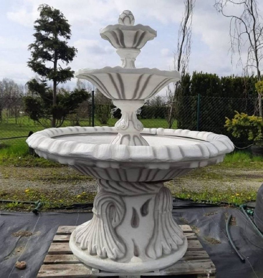 Casa Padrino Gartenbrunnen Jugendstil Springbrunnen Weiß / Grau Ø 155 x H. 180 cm - Prunkvoller Gartenbrunnen - Gartendeko Brunnen - Barock & Jugendstil Garten Deko Accessoires von Casa Padrino