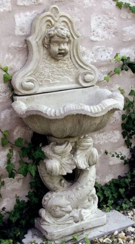 Casa Padrino Gartenbrunnen Jugendstil Wandbrunnen Antik Stil Weißgrau 43 x 60 x H. 125 cm - Eleganter Gartenbrunnen - Gartendeko Stein Brunnen - Barock & Jugendstil Garten Deko Accessoires von Casa Padrino