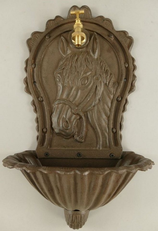 Casa Padrino Gartenbrunnen Jugendstil Wandbrunnen Rustikal Braun 32 x 20 x H. 60 cm - Nostalgischer Gartendeko Brunnen mit Wasserhahn - Garten Accessoires von Casa Padrino