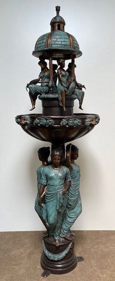 Casa Padrino Gartenbrunnen Luxus Jugendstil Bronze Springbrunnen Bronzefarben / Türkis Ø 81 x H. 236 cm - Prunkvoller Gartenbrunnen - Gartendeko Brunnen - Barock & Jugendstil Garten Deko Accessoires von Casa Padrino