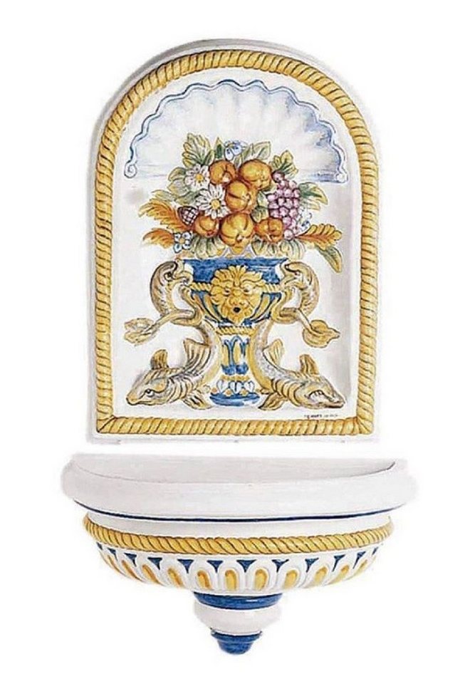 Casa Padrino Gartenbrunnen Luxus Jugendstil Wandbrunnen Weiß / Mehrfarbig 62 x 31 x H. 107 cm - Handgefertigter & handbemalter Keramik Brunnen - Barock & Jugendstil Garten Deko Accessoires von Casa Padrino