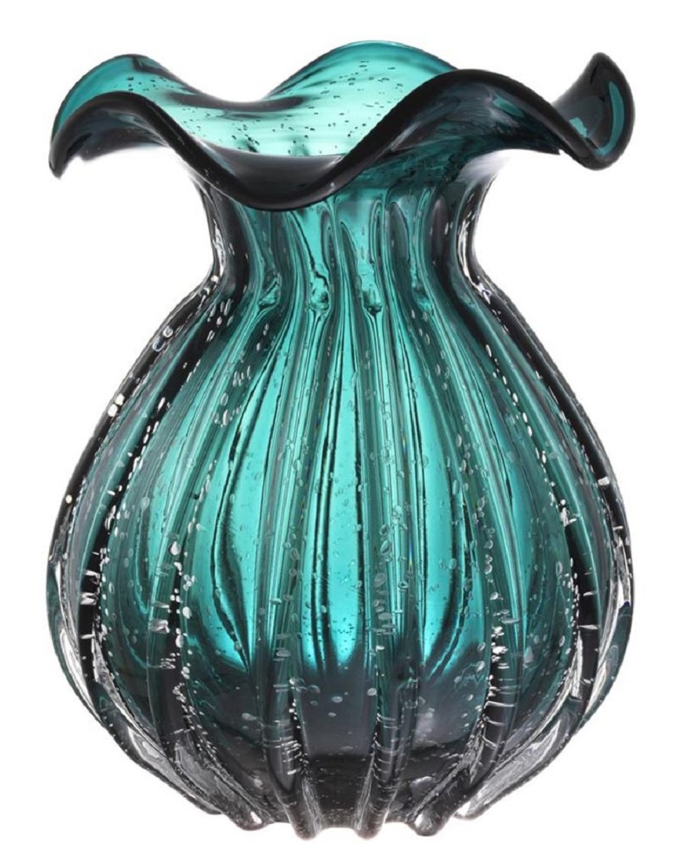 Casa Padrino Glas Vase / Blumenvase GrÃ¼n Ã 26 x H. 33 cm - Luxus Wohnzimmer Deko von Casa Padrino