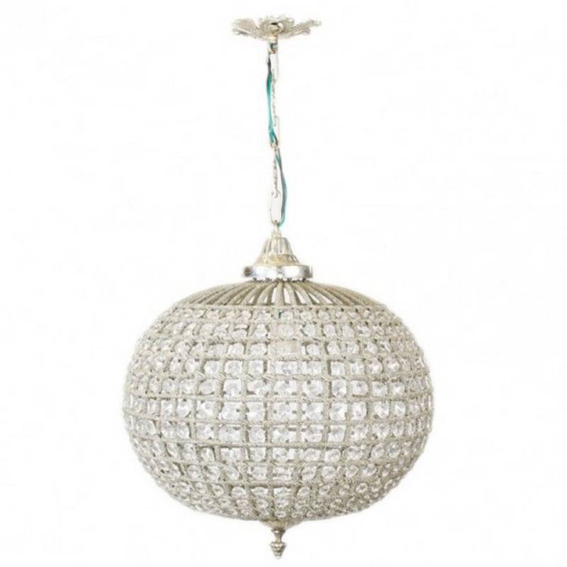 Casa Padrino Hängeleuchte Barock Decken Hängeleuchte 35 x H 65 cm - Glas Leuchte / Silber von Casa Padrino