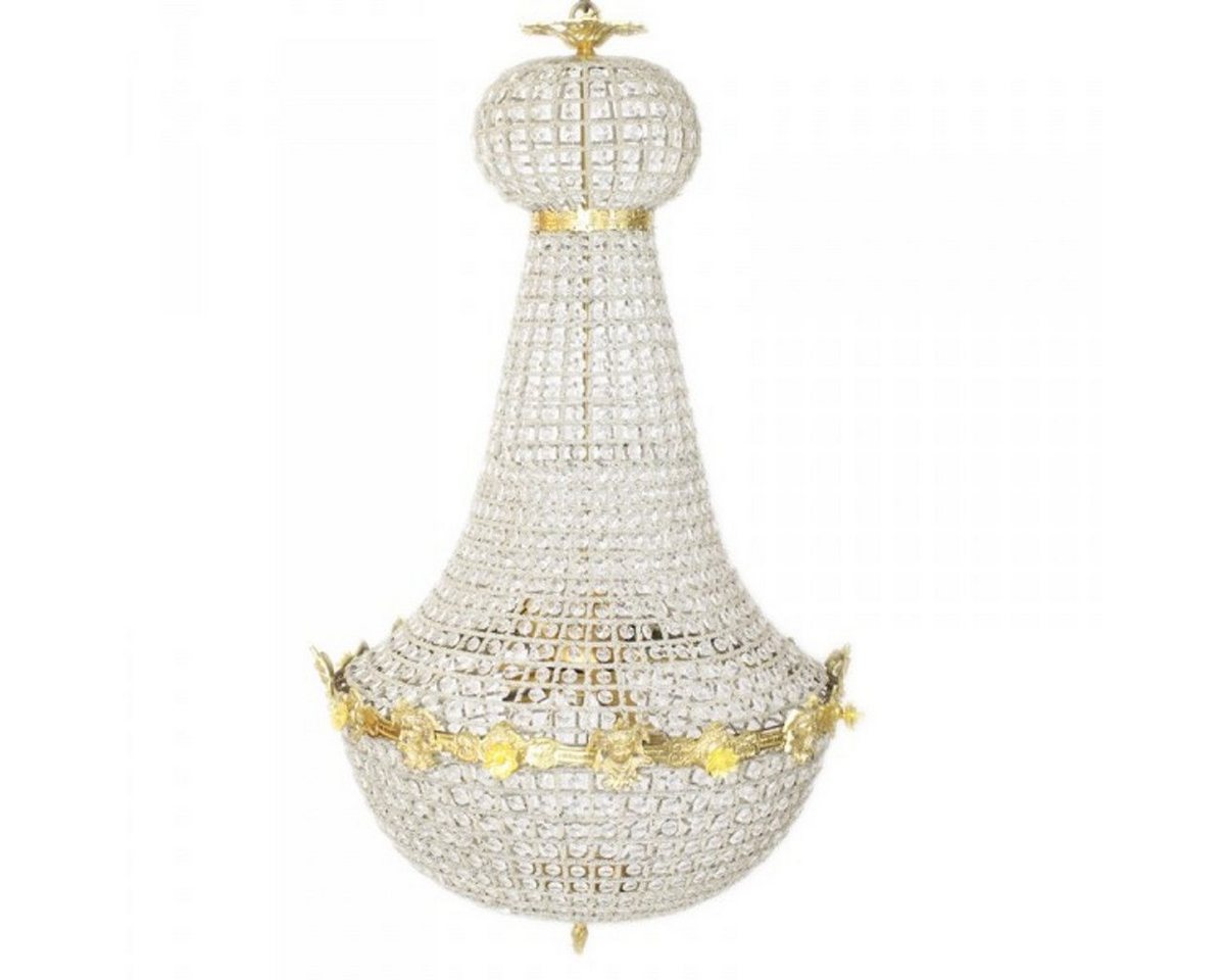 Casa Padrino Hängeleuchte Luxus Barock Decken Hängeleuchte 60 x H 110 cm - Glas / Gold von Casa Padrino