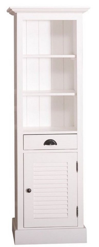 Casa Padrino Hochschrank Landhausstil Badezimmerschrank mit Tür und Schublade Weiß 54 x 41 x H. 160 cm - Badezimmermöbel im Landhausstil von Casa Padrino