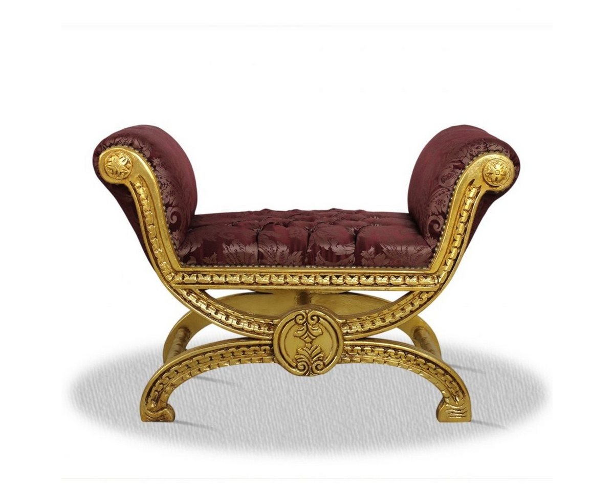 Casa Padrino Hocker Antik Stil Hocker Gold Bordeaux Rot Muster - Barock Sitzhocker von Casa Padrino