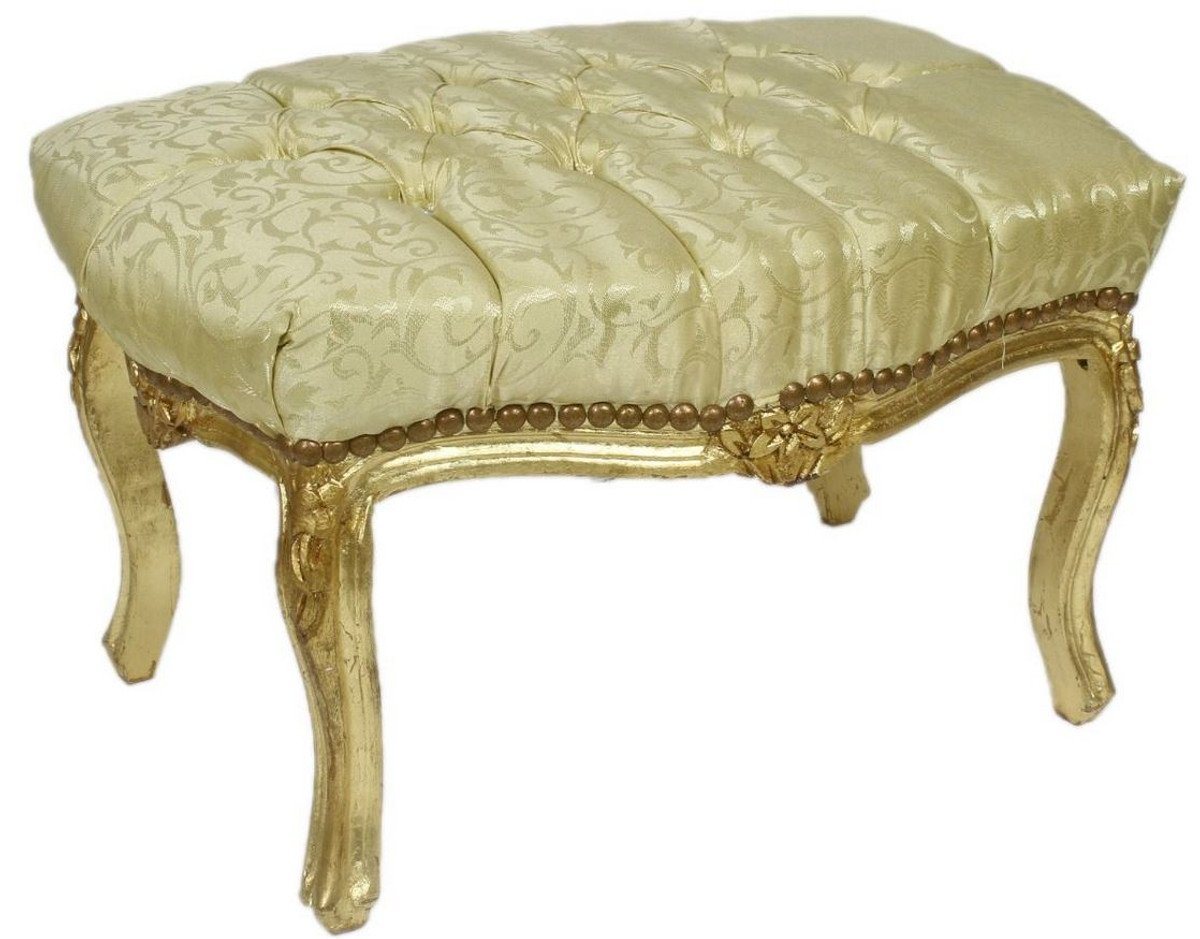 Casa Padrino Hocker Barock Fußhocker Gold Muster / Gold 60 x 40 x H. 35 cm - Handgefertigter Barock Hocker mit Glitzersteinen - Barockstil Möbel von Casa Padrino