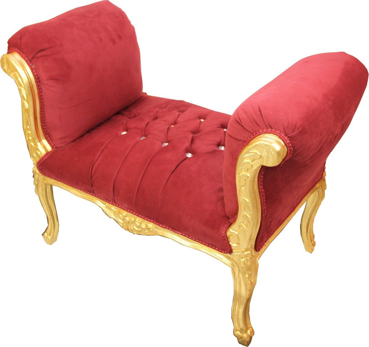 Casa Padrino Hocker Barock Schemel Hocker Bordeaux / Gold mit Bling Bling Glitzersteinen - Sitzbank Möbel von Casa Padrino