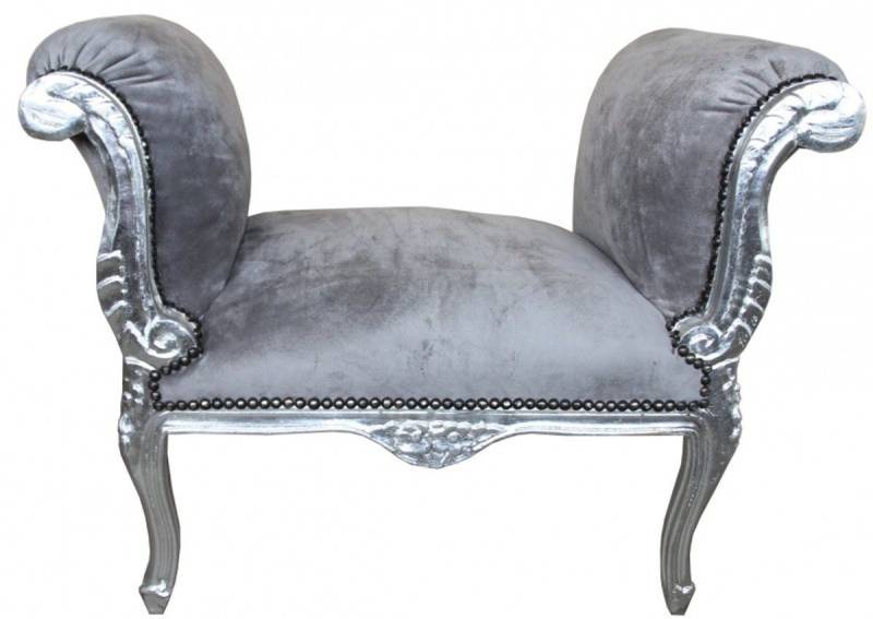 Casa Padrino Hocker Barock Schemel Hocker Grau / Silber - Sitzbank Casa Padrino Hocker Barock Schemel Hocker Grau / Silber - Sitzbank von Casa Padrino