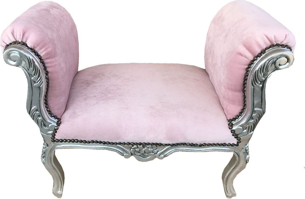 Casa Padrino Hocker Barock Schemel Hocker Hell Rosa / Silber - Sitzbank - Limited Edition von Casa Padrino