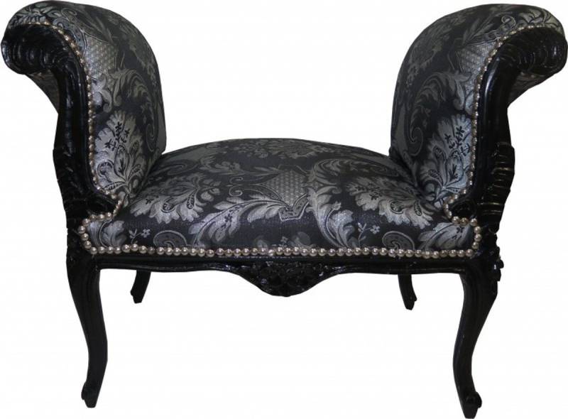 Casa Padrino Hocker Barock Schemel Hocker Silber Muster / Schwarz - Sitzbank Casa Padrino Hocker Barock Schemel Hocker Silber Muster / Schwarz - Sitzbank von Casa Padrino