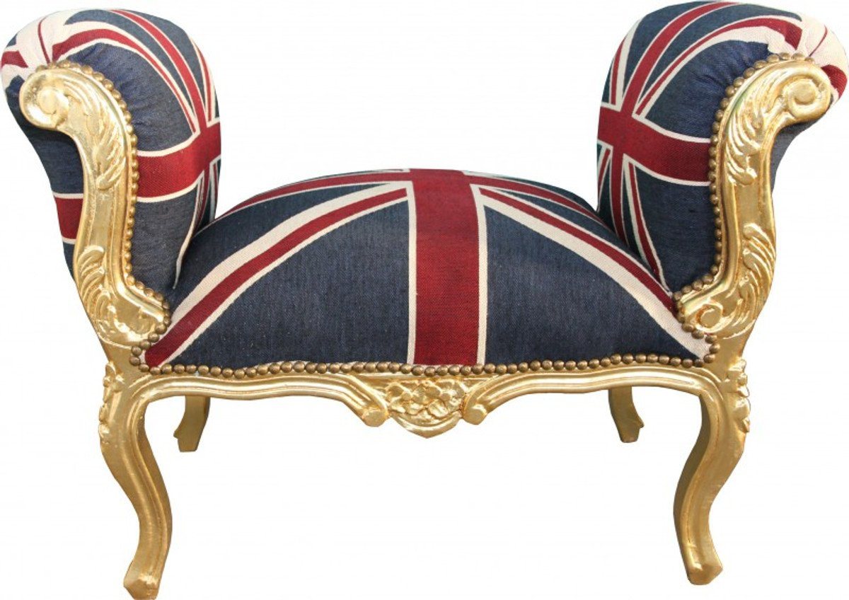 Casa Padrino Hocker Barock Schemel Hocker Union Jack / Gold - Sitzbank von Casa Padrino