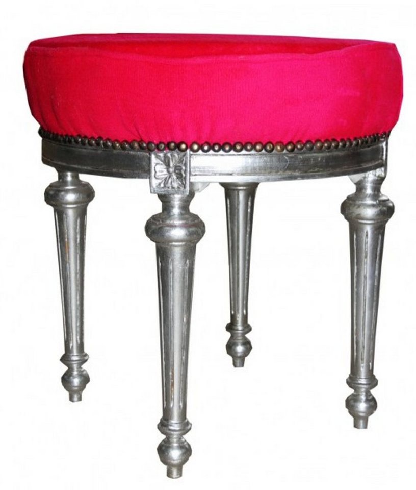 Casa Padrino Hocker Barock Sitzhocker / Rundhocker Pink / Silber von Casa Padrino