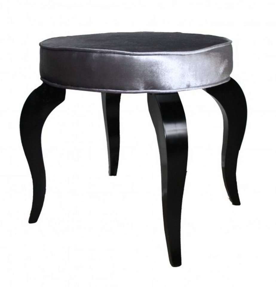 Casa Padrino Hocker Barock Sitzhocker Grau / Schwarz - Designer Rundhocker - Luxus Qualität von Casa Padrino