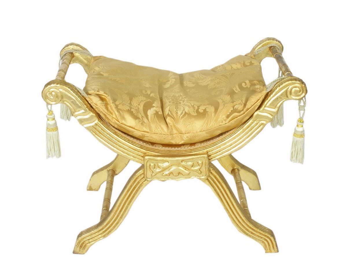 Casa Padrino Hocker Barock Sitzhocker - Kreuzhocker Gold Muster / Gold - Antik Möbel B! von Casa Padrino
