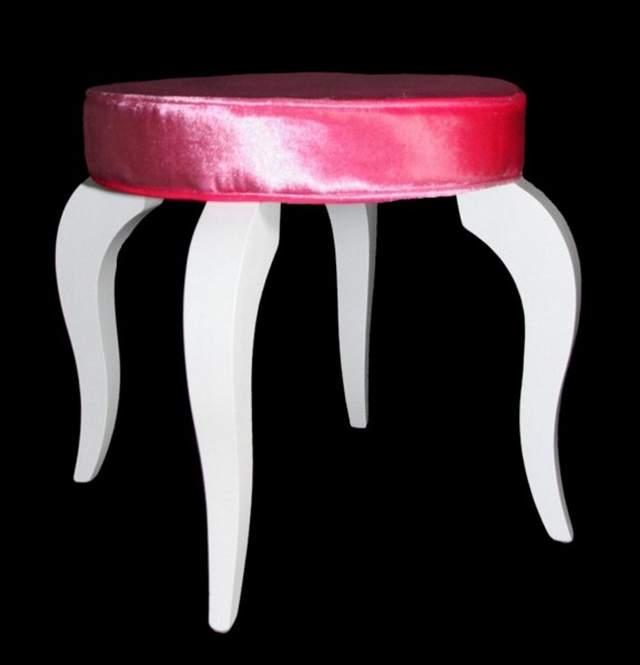 Casa Padrino Hocker Barock Sitzhocker Rosa / Weiß - Designer Rundhocker - Luxus Qualität von Casa Padrino