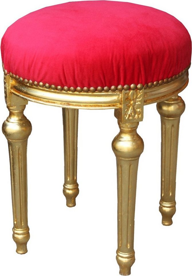 Casa Padrino Hocker Barock Sitzhocker Rot / Gold - Barock Rundhocker von Casa Padrino