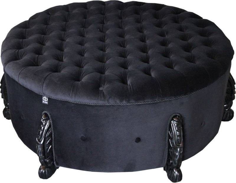 Casa Padrino Hocker riesiger Barock Rundhocker in Schwarz/Schwarz Durchmesser 107 cm - Luxus Hotel Möbel - Limited Edition von Casa Padrino