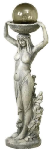Casa Padrino Jugendstil Gartenleuchte Skulptur Frau Grau H. 133 cm von Casa Padrino