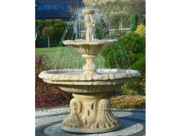 Casa Padrino Jugendstil Springbrunnen Frau mit Schüssel Sandfarben Ø 155 x H. 190 cm - Prunkvoller Gartenbrunnen - Gartendeko Brunnen - Barock & Jugendstil Garten Deko Accessoires von Casa Padrino