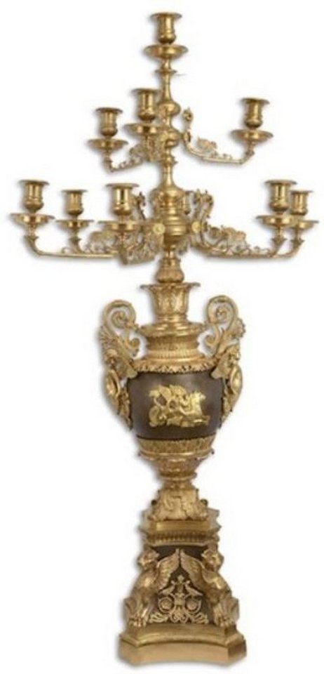 Casa Padrino Kerzenhalter Barock Kerzenhalter Gold / Bronze 62 x 62 x H. 122,5 cm - Prunkvoller vergoldeter Bronze Kerzenständer 10 flammig - Edel & Prunkvoll von Casa Padrino