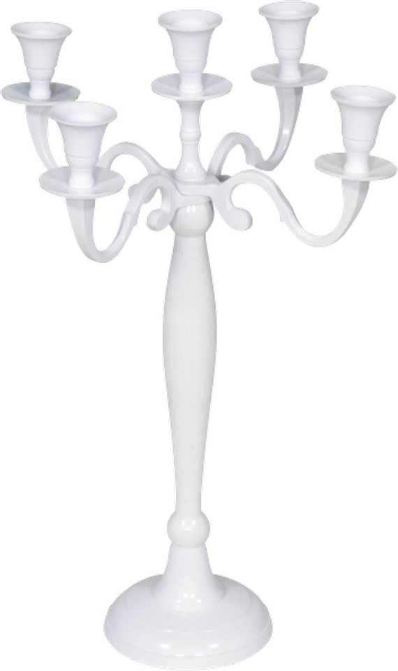 Casa Padrino Kerzenhalter Designer Kerzenhalter Aluminium Weiß 5-armig Höhe 40.5 cm - Kerzenständer von Casa Padrino