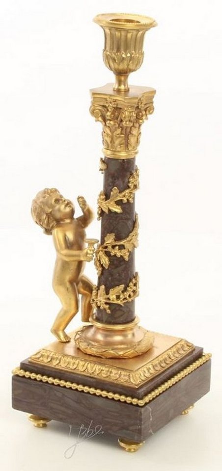 Casa Padrino Kerzenhalter Jugendstil Kerzenhalter Set Gold / Schwarz 11 x 12,4 x H. 31,5 cm - Barock & Jugendstil Deko von Casa Padrino