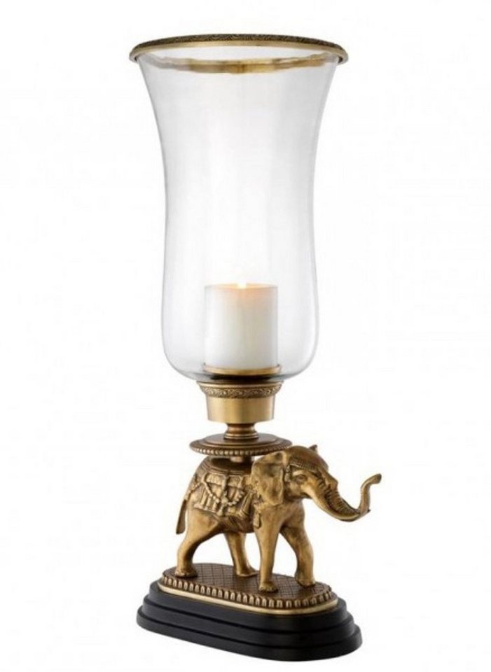 Casa Padrino Kerzenhalter Luxus Kerzenhalter Elefant Messing Finish mit Granit Sockel - Luxus Hotel Accessoires von Casa Padrino